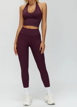 2x Plus Size Sport Set – Neckholder BH & High-Waist Leggings