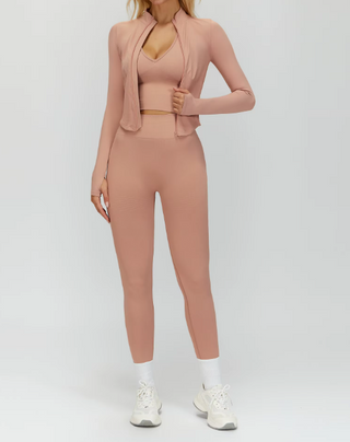 Damen Nahtloses 3-teiliges Fitness Set