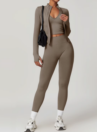 Damen Nahtloses 3-teiliges Fitness Set