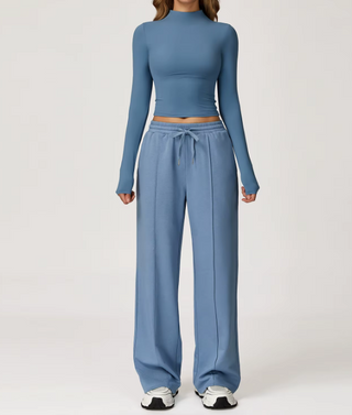 Damen Sport Set – Langarm-Sweatshirt & Flare Hose