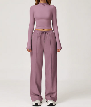 Damen Sport Set – Langarm-Sweatshirt & Flare Hose