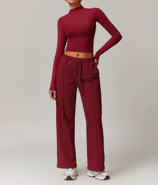 Damen Sport Set – Langarm-Sweatshirt & Flare Hose