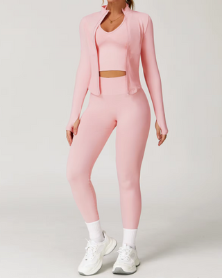 Damen Nahtloses 3-teiliges Fitness Set