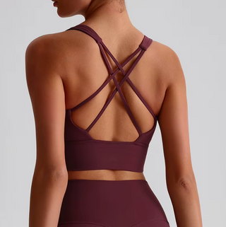 2x Damen Sport-BH – High Neck Cross Back