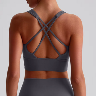 2x Damen Sport-BH – High Neck Cross Back